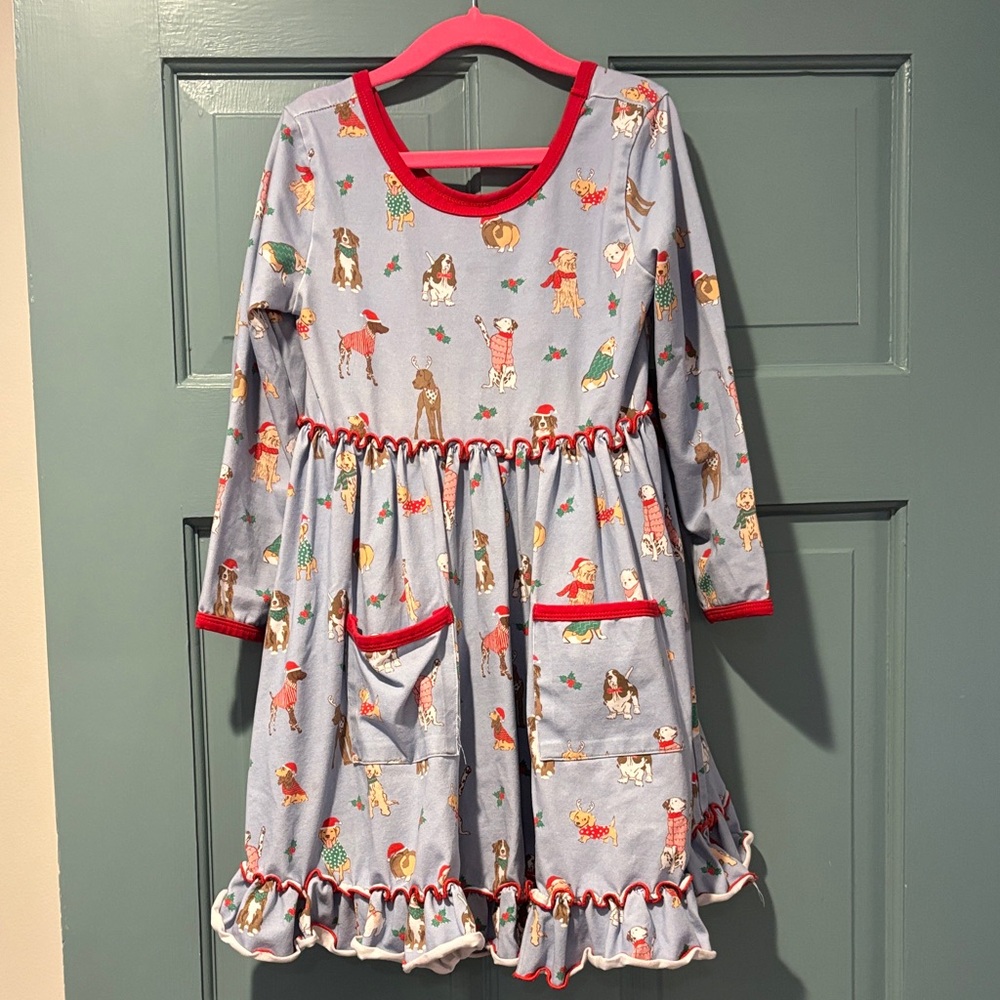 Girls Christmas Dogs Dress SG&K Size 6